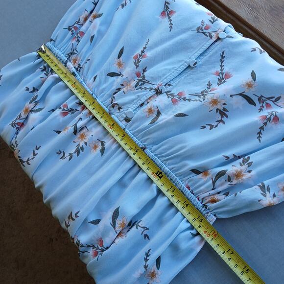 Ava & Viv Floral Blouson Dress XL lightweight summer button front blue - Picture 12 of 15